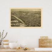 Wilkes-Barre, PA Panorama Kaart - 1889 Poster (Keuken)