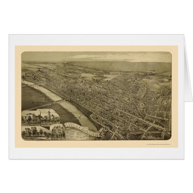 Wilkes-Barre, PA Panorama Map - 1889 (Voorkant Horizontaal)