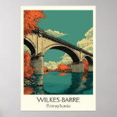 Wilkes-Barre PA  River Bridge Herfst Art Poster (Voorkant)