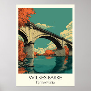 Wilkes-Barre PA River Bridge Herfst Art Poster