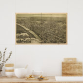 Wilkes-Barre Pennsylvania 1889 Antiek Panorama Poster (Keuken)