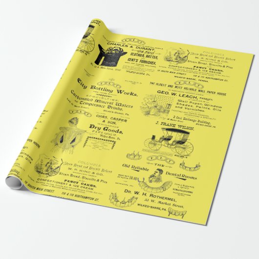 Wilkes-Barre Pennsylvania 1890 adverteren Cadeaupapier (Uitgerold)