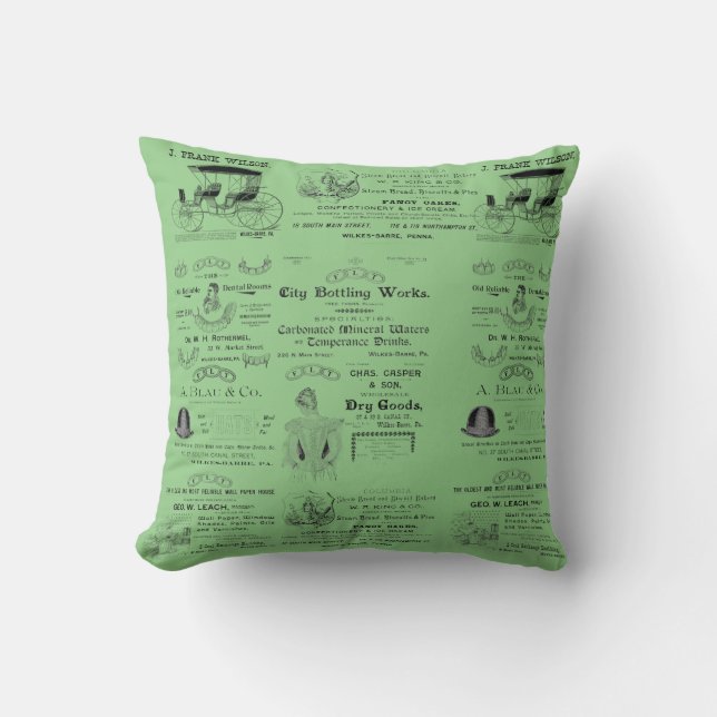 Wilkes-Barre Pennsylvania 1890 adverteren Kussen (Voorkant)