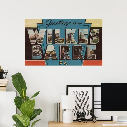Wilkes-Barre, Pennsylvania - Grote Letter-scènes Poster (Thuiskantoor)