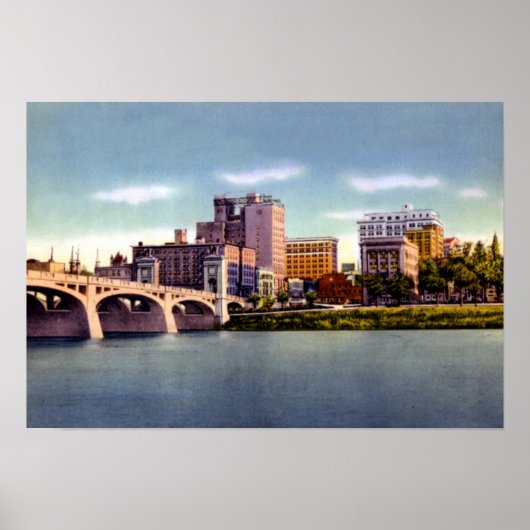 Wilkes Barre Pennsylvania Skyline Susquehanna Rive Poster (Voorkant)