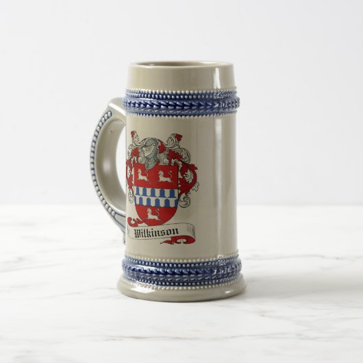 Wilkinson Coat of Arms Stein - Family Crest Bierpul (Voorkant links)