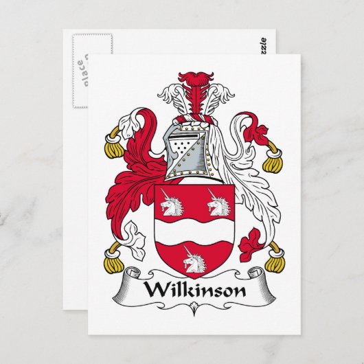 Wilkinson Family Crest Briefkaart (Voorkant / Achterkant)