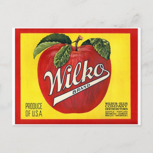 Wilko Brand Apples  label Briefkaart (Voorkant)