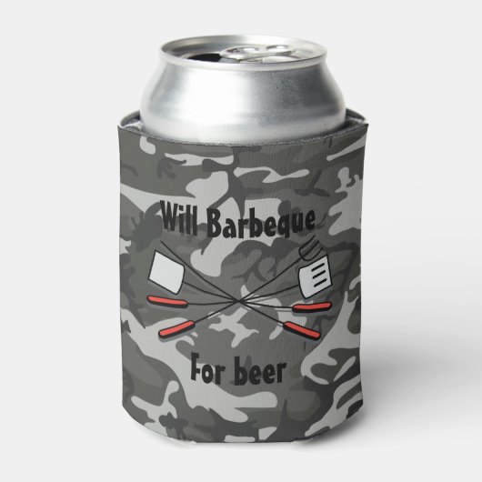 Will Barbeque voor beer Custom Camo Koelbox Blikjeskoeler (Blikje Voorkant)