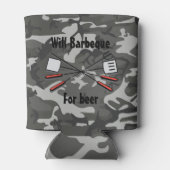 Will Barbeque voor beer Custom Camo Koelbox Blikjeskoeler (Achterkant)