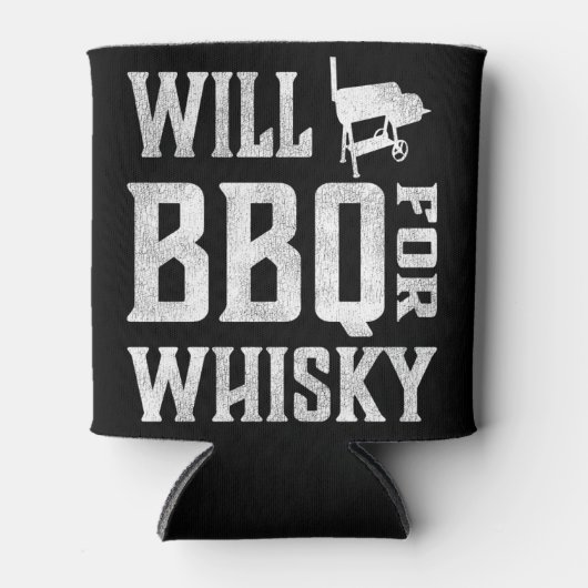Will BBQ voor Whisky – Funny Offset Grillmaster Blikjeskoeler (Voorkant)