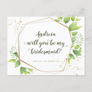 Will be Bridesmaid proposal Greenery Photo Collage Uitnodiging Briefkaart
