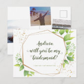 Will be Bridesmaid proposal Greenery Photo Collage Uitnodiging Briefkaart (Voorkant / Achterkant)