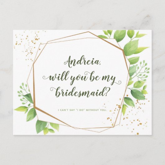 Will be Bridesmaid proposal Greenery Photo Collage Uitnodiging Briefkaart (Voorkant)