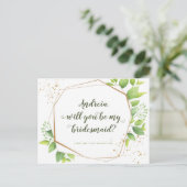 Will be Bridesmaid proposal Greenery Photo Collage Uitnodiging Briefkaart (Staand voorkant)