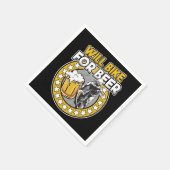 Will Bike For Beer Funny Mountain Biking MTB Gift Servet (Hoek)