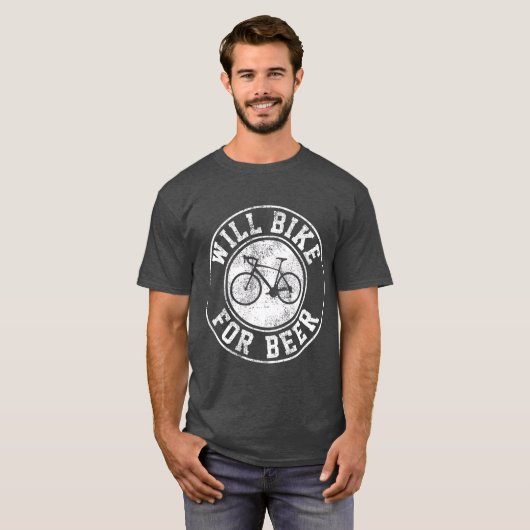 Will Bike voor Beer Cycling Road Bike Funny Gift T-shirt (Voorkant volledig)