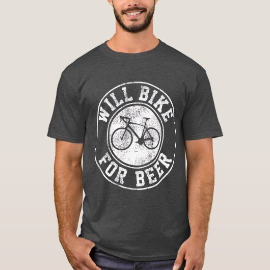 Will Bike voor Beer Cycling Road Bike Funny Gift T-shirt (Voorkant)