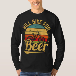 Will Bike voor Beer Funny Bike Lovers Biking Vinta T-shirt
