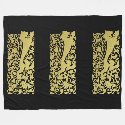 Will Bradley Heraldic Lion Fleece Deken (Voorkant (Horizontaal))