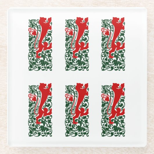 Will Bradley Heraldic Lion Glazen Onderzetter (Voorkant)