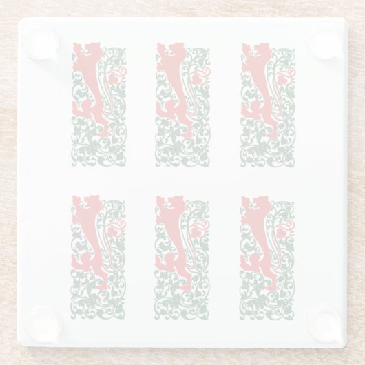 Will Bradley Heraldic Lion Glazen Onderzetter (Achterkant)