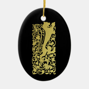 Will Bradley Heraldic Lion Keramisch Ornament