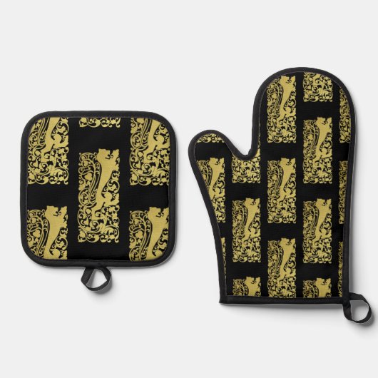 Will Bradley Heraldic Lion Ovenwant & Pannenlap Set (Voorkant)