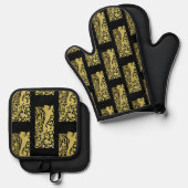 Will Bradley Heraldic Lion Ovenwant & Pannenlap Set (Voorkant / Achterkant)