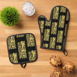 Will Bradley Heraldic Lion Ovenwant & Pannenlap Set