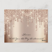 Will Bridesmaid Blush Glitter Drift Spark Name Briefkaart (Achterkant)