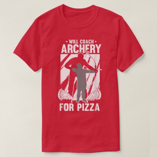 Will Coach Archery For Pizza - Competition Archery T-shirt (Design voorkant)
