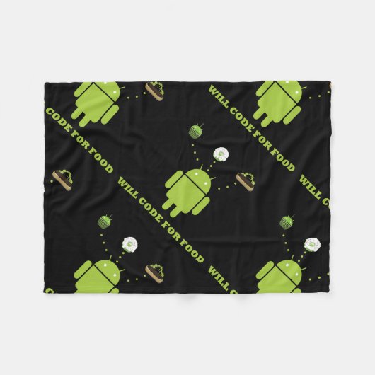 Will Code for Food (Android Software Developer) Fleece Deken (Voorkant (Horizontaal))