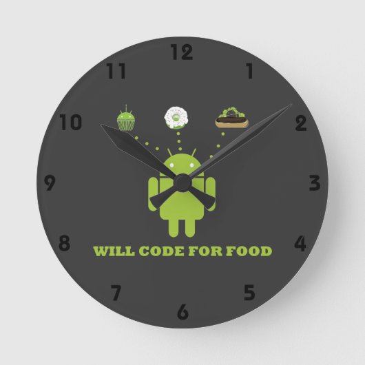 Will Code for Food (Android Software Developer) Ronde Klok (Voorkant)