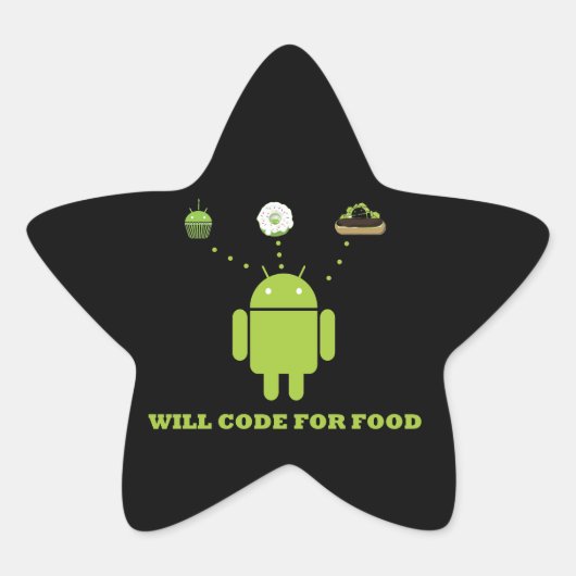 Will Code for Food (Android Software Developer) Ster Sticker (Voorkant)