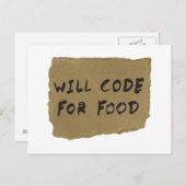 Will Code for Food Briefkaart (Voorkant / Achterkant)