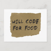Will Code for Food Briefkaart (Voorkant)