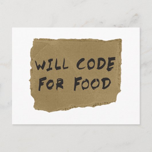 Will Code for Food Briefkaart (Voorkant)