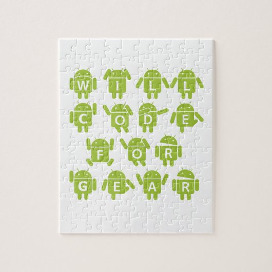 Will Code for Gear (Bugdroid Software Developer) Legpuzzel (Verticaal)