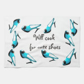 Will Cook for Cute Shoes Turquoise Stiletto Theedoek (Horizontaal)