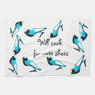 Will Cook for Cute Shoes Turquoise Stiletto Theedoek