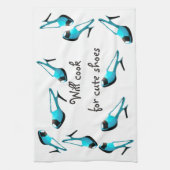 Will Cook for Cute Shoes Turquoise Stiletto Theedoek (Verticaal)