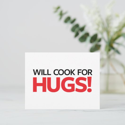 Will Cook for Hugs Briefkaart (Staand voorkant)