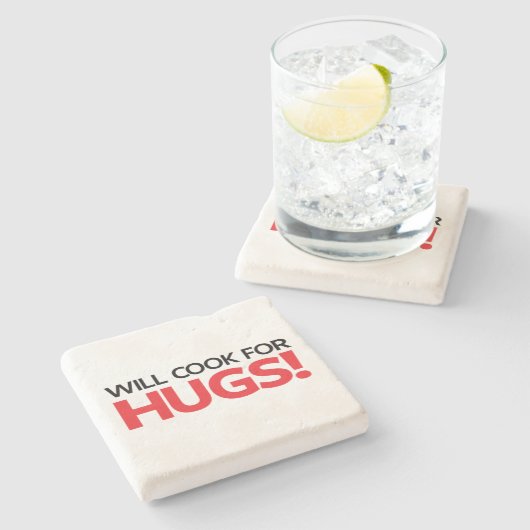 Will Cook for Hugs Stenen Onderzetter (Zijkant)
