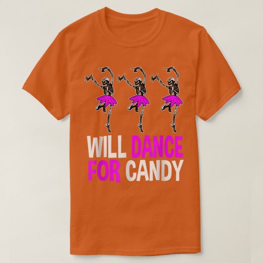 Will Dance For Candy Dancing Skeleton Halloween Sq T-shirt (Design voorkant)