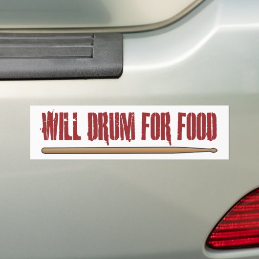 Will Drum for Food Drummer Bumpersticker (Op auto)