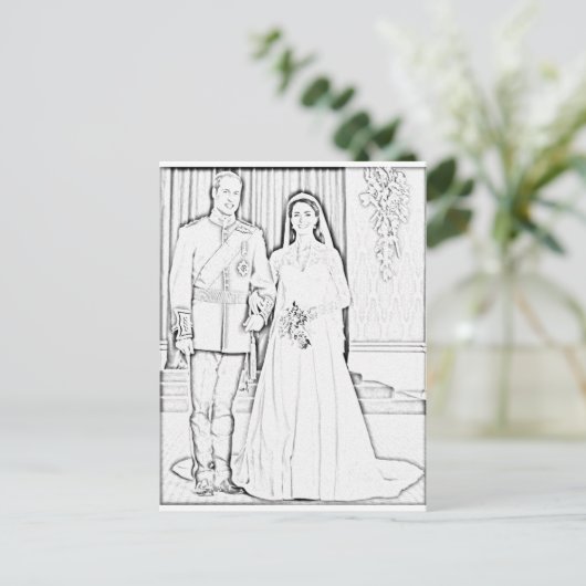 Will en Kate bruiloft Briefkaart (Staand voorkant)