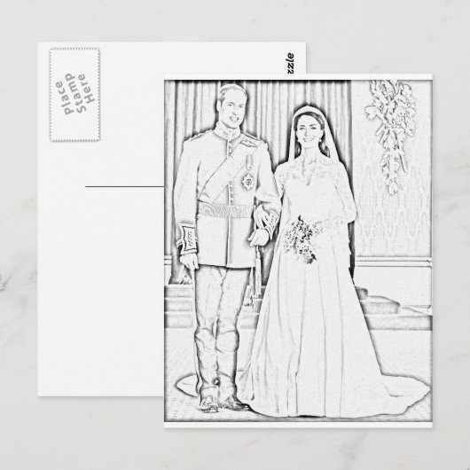 Will en Kate bruiloft Briefkaart (Voorkant / Achterkant)