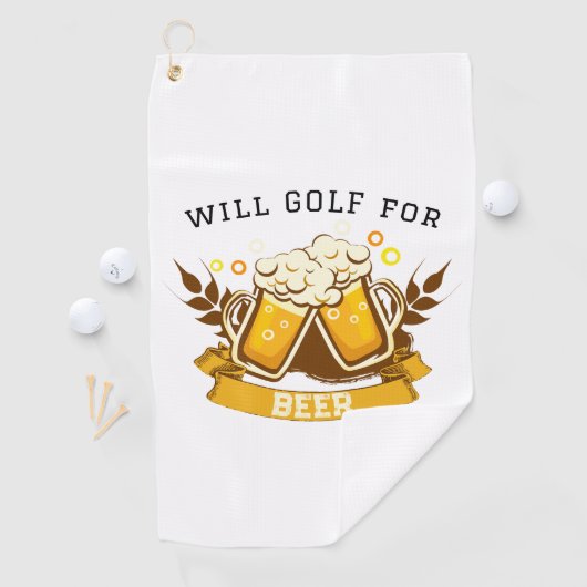 Will GOLF voor bier | aanpasbaar Golfhanddoek (Insitu)