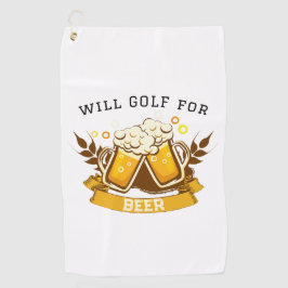 Will GOLF voor bier | aanpasbaar Golfhanddoek